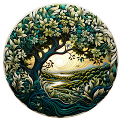 Wall Mural - illustration of tree of life, olive tree