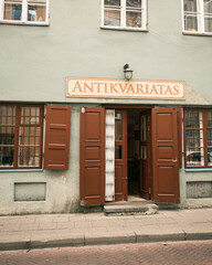 Wall Mural - Antikvaras Vidas antique store in the Old Town of Vilnius, Lithuania