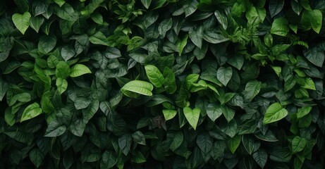 lush green foliage texture, showcasing detailed leaves and vibrant colors