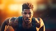 © somchai20162516 - Close-up photo of an American professional sprinter running in a stadium