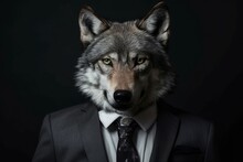 Wolf Business Suit Male. Dog Head Executive. Generate Ai