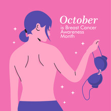 no bra day illustration for breast cancer awareness month poster template vector