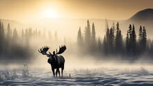 Moose In The Fog. 