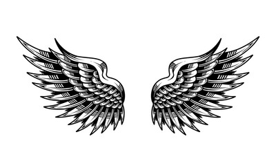 Canvas Print - Vector angel wings tattoo design