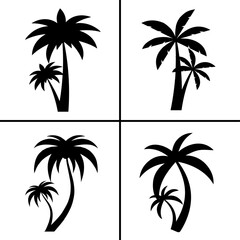 Wall Mural - Vector black and white illustration of palm tree icon for business. Stock vector design.