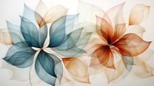 Leaves And Flowers In Transparent Watercolor Style. Image In Watercolor Style. Beautiful Light And Bright Background. Generative AI.