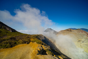 Beautiful nature Landscape mountain and fog at Kawah Ijen volcano,East Java, Indonesia