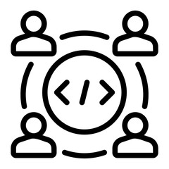 team work line icon
