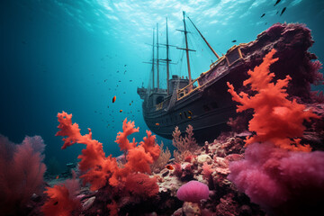 Canvas Print - ship wreck in a sea