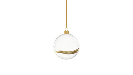 Wall Mural - glossy transparent glass christmas ball christmastree with horizontal golden flow hanging from top u
