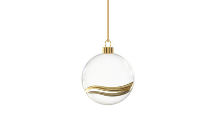 Wall Mural - glossy transparent glass christmas ball christmastree with horizontal 3d golden flow hanging from to
