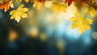 © Adobe Contributor - Autumn natural background, design, banner or template. Yellow and red maple leaves are flying and falling down. Autumnal landscape.