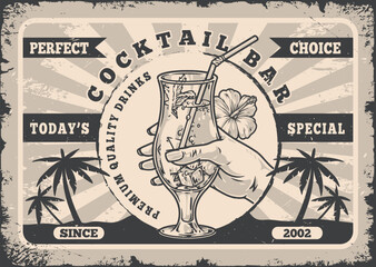 Sticker - Cocktail bar monochrome vintage sticker