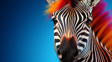 Zebra with colorful stripes HD 8K wallpaper Stock Photographic Image