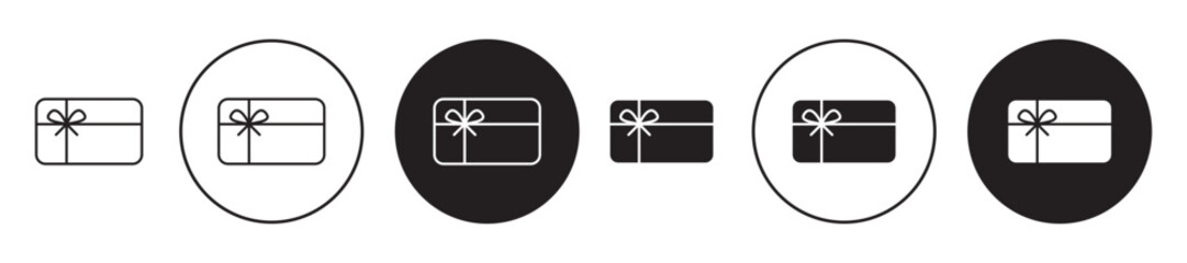 Gift card icon icon set in black filled and outlined style. suitable for UI designs