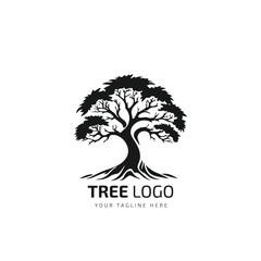 Wall Mural - Tree with mountain logo design vector icon template