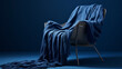 A blue blanket draped over a chair