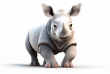 Fototapeta  - 3d cartoon design cute character of a rhino