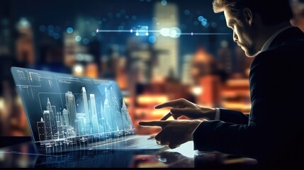 Leinwandbilder - Developer working on innovative e- commerce application, Data screen.