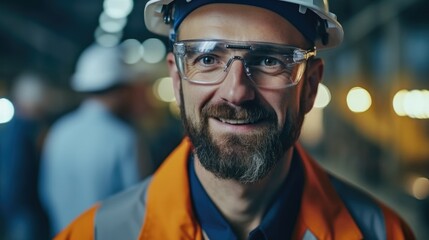 Aufkleber - mature man in metal fabrication plant.
