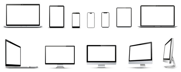Poster - Set mockups technology devices with empty display - vector