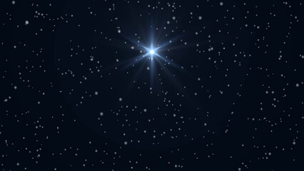 Wall Mural - star of jesus on black background with snow