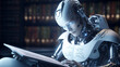 state of mind robot robot reading book, with generative ai