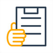 Illustration icon for holding clipboard, offering information, giving task.