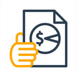 Illustration icon holding tax documents, offering tax information.