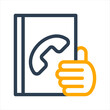 Illustration icon for holding a phone book, offering phone contact information.