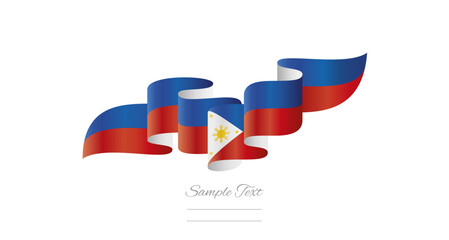 Sticker - Philippines white blue red wavy flag ribbon concept design template. Premium Philippine flag vector illustration design on isolated white background
