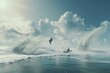 kite surfing on the atlantic ocean, Generative AI