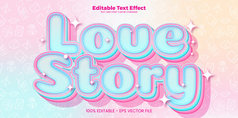 Wall Mural - Love story editable text effect in modern trend style