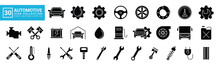 Collection Of Automotive Icons, Car, Machine, Garage, Service Tools, Editable And Resizable Vector EPS 10