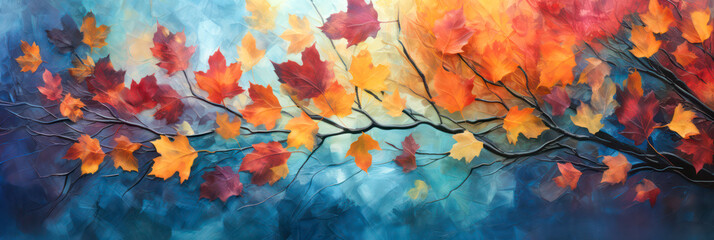 Wall Mural - colorful autumn leaves as wallpaper background