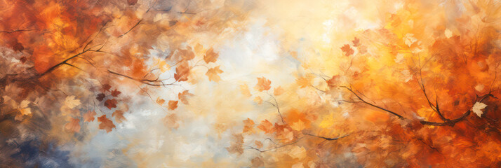 Wall Mural - panorama background of autumn foliage