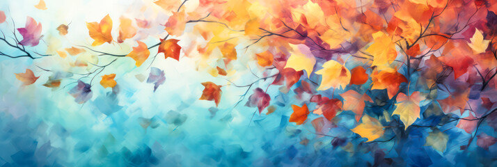 Wall Mural - colorful autumn leaves as panorama background wallpaper