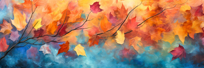 Wall Mural - tree branches with autumn foliage