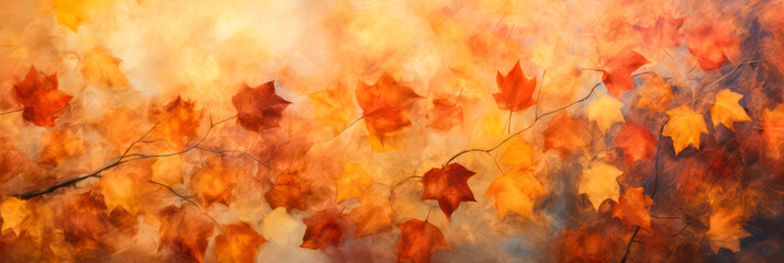 Wall Mural - illustration of colorful autumn maple leaves