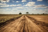 Fototapeta  - Desolate Dry dirt river. Hot global land. Generate Ai