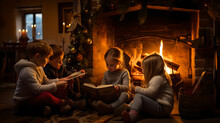 Golden Moments By The Hearth: Christmas Magic In Children's Eyes