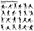 © Ascreator - Collection of vector illustrations of tennis tournament silhouettes of female tennis sport players.