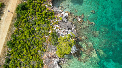 Canvas Print - Cape Amarandos beach in Skopelos, Greece - Aerial view