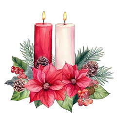 Wall Mural - Beautiful Christmas candle arrangement, isolated on transparent background