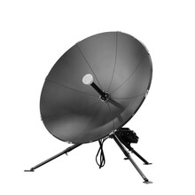 Round Satellite Antenna For Radio Space Communication Isolated On White Background