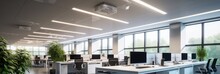 A Suspended Ceiling With Led Square Lamps In An Office Setting Presenting A Modern And Welllit Workspace