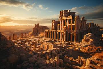 the mystical ruins of palmyra, syria, with towering columns that once adorned a grand ancient city. 