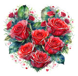 Fototapeta Kwiaty - Róże kwiaty w kształcie serca ilustracja