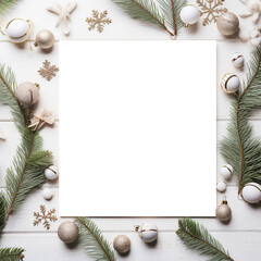 White Scandinavian Christmas Greeting Template With Copy Space. Ai Generative