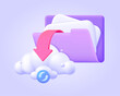 Folder with files and cloud storage synchronisation, file transfer. 3d icon set for landing page. Three dimensional vector illustration collection for website, print, banner, software, application